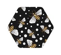 Pevtufa Leather Coasters for Drinks-Honey Bees at Night Coaster Set for Office Desk,Car Cup Holder Leather Coaster 4 Pieces