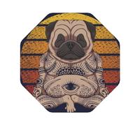 Pevtufa Leather Coasters for Drinks-Pug Dog Yoga Coaster Set for Office Desk,Car Cup Holder Leather Coaster 4 Pieces