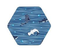 Pevtufa Leather Coasters for Drinks-Sharks On White Blue Striped Coaster Set for Office Desk,Car Cup Holder Leather Coaster 4 Pieces