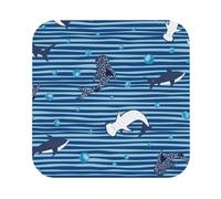 Pevtufa Leather Coasters for Drinks-Sharks On White Blue Striped Coaster Set for Office Desk,Car Cup Holder Leather Coaster 4 Pieces