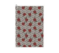 Pevtufa Leopard Print Rose Pattern Golf Towel (24" X 16") with Carabiner Clip - The Convenient Golf Cleaning Towel
