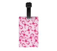 Pevtufa Luggage Tag for Suitcase Breast Cancer Ribbons Awareness Print Luggage Tag with Id Privacy Cover for Suitcase Travel Bag