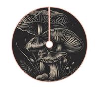 Pevtufa Monochrome Mushroom Artwork Print Christmas Tree Skirt Christmas Xmas Tree Skirts Mat for New Year Holiday Christmas Party Decorations-48