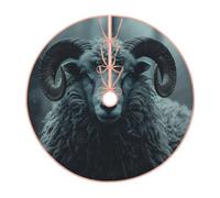 Pevtufa Moody Ram Portrait Print Christmas Tree Skirt Christmas Xmas Tree Skirts Mat for New Year Holiday Christmas Party Decorations-30