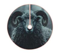 Pevtufa Moody Ram Portrait Print Christmas Tree Skirt Christmas Xmas Tree Skirts Mat for New Year Holiday Christmas Party Decorations-36