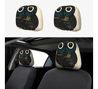 Pevtufa Owl with Mandala Pattern Print 2 Piece Car Head Rest Covers Set Auto Front/Rear Seats Headrest Cover Universal Fit Most Cars,Sedan, SUV