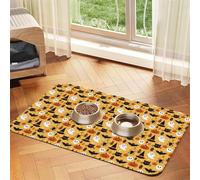 Pevtufa Pet Feeding Mat for Dogs and Cats,Waterproof Absorbent Leather Placemat Non-Slip Easy Clean Pet Food Mat for Floor Protection for Dog and Cat (Halloween Ghost Pumpkin)