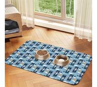 Pevtufa Pet Feeding Mat for Dogs and Cats,Waterproof Absorbent Leather Placemat Non-Slip Easy Clean Pet Food Mat for Floor Protection for Dog and Cat (Airplanes and Aviation Signs)