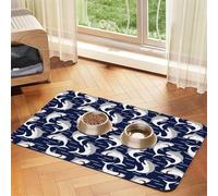 Pevtufa Pet Feeding Mat for Dogs and Cats,Waterproof Absorbent Leather Placemat Non-Slip Easy Clean Pet Food Mat for Floor Protection for Dog and Cat (Angry Shark)