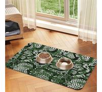 Pevtufa Pet Feeding Mat for Dogs and Cats,Waterproof Absorbent Leather Placemat Non-Slip Easy Clean Pet Food Mat for Floor Protection for Dog and Cat (Green Snakeskin)