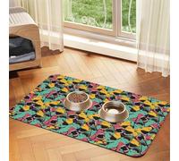 Pevtufa Pet Feeding Mat for Dogs and Cats,Waterproof Absorbent Leather Placemat Non-Slip Easy Clean Pet Food Mat for Floor Protection for Dog and Cat (Angry Shark Pattern)