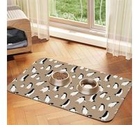 Pevtufa Pet Feeding Mat for Dogs and Cats,Waterproof Absorbent Leather Placemat Non-Slip Easy Clean Pet Food Mat for Floor Protection for Dog and Cat (Lovely Penguin)