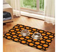 Pevtufa Pet Feeding Mat for Dogs and Cats,Waterproof Absorbent Leather Placemat Non-Slip Easy Clean Pet Food Mat for Floor Protection for Dog and Cat (Orange Pumpkin and Autumn Maple)