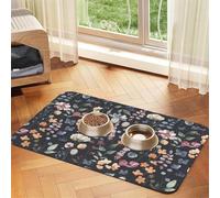 Pevtufa Pet Feeding Mat for Dogs and Cats,Waterproof Absorbent Leather Placemat Non-Slip Easy Clean Pet Food Mat for Floor Protection for Dog and Cat (Wildflower Watercolor)