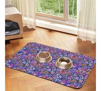 Pevtufa Pet Feeding Mat for Dogs and Cats,Waterproof Absorbent Leather Placemat Non-Slip Easy Clean Pet Food Mat for Floor Protection for Dog and Cat (Watercolor Butterflies)