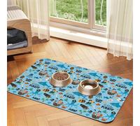 Pevtufa Pet Feeding Mat for Dogs and Cats,Waterproof Absorbent Leather Placemat Non-Slip Easy Clean Pet Food Mat for Floor Protection for Dog and Cat (Animal Pirate)