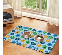 Pevtufa Pet Feeding Mat for Dogs and Cats,Waterproof Absorbent Leather Placemat Non-Slip Easy Clean Pet Food Mat for Floor Protection for Dog and Cat (Cartoon Monster)