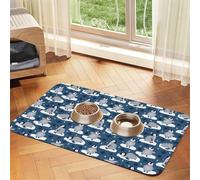Pevtufa Pet Feeding Mat for Dogs and Cats,Waterproof Absorbent Leather Placemat Non-Slip Easy Clean Pet Food Mat for Floor Protection for Dog and Cat (Snow Penguin)