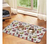 Pevtufa Pet Feeding Mat for Dogs and Cats,Waterproof Absorbent Leather Placemat Non-Slip Easy Clean Pet Food Mat for Floor Protection for Dog and Cat (London Landmark)