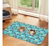 Pevtufa Pet Feeding Mat for Dogs and Cats,Waterproof Absorbent Leather Placemat Non-Slip Easy Clean Pet Food Mat for Floor Protection for Dog and Cat (Cartoon Monster Truck)