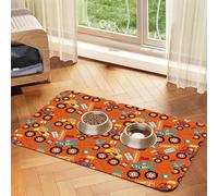 Pevtufa Pet Feeding Mat for Dogs and Cats,Waterproof Absorbent Leather Placemat Non-Slip Easy Clean Pet Food Mat for Floor Protection for Dog and Cat (Monster Truck,Truck Cartoon)