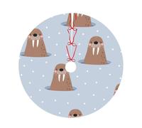 Pevtufa Playful Walrus Wonders Print Christmas Tree Skirt Christmas Xmas Tree Skirts Mat for New Year Holiday Christmas Party Decorations-30