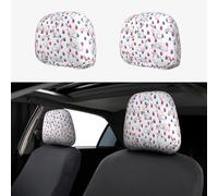 Pevtufa Rabbit Eating Pattern Print 2 Piece Car Head Rest Covers Set Auto Front/Rear Seats Headrest Cover Universal Fit Most Cars,Sedan, SUV