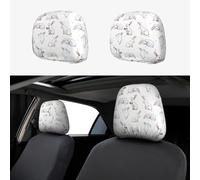 Pevtufa Rabbit Eating Pattern Print 2 Piece Car Head Rest Covers Set Auto Front/Rear Seats Headrest Cover Universal Fit Most Cars,Sedan, SUV