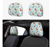 Pevtufa Rabbit Is Eating Carrots Pattern Print 2 Piece Car Head Rest Covers Set Auto Front/Rear Seats Headrest Cover Universal Fit Most Cars,Sedan, SUV