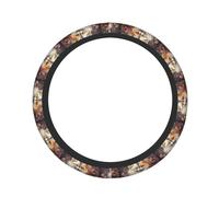 Pevtufa Romantic Flower Fox Couple Print Steering Wheel Cover Universal 15 Inch Car Auto SUV Accessories Interior Anti Slip Protector