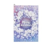 Pevtufa Round Snow Merry Christmas Pattern Golf Towel (24" X 16") with Carabiner Clip - The Convenient Golf Cleaning Towel