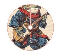 Pevtufa Samurai Frog Guitar Print Christmas Tree Skirt Christmas Xmas Tree Skirts Mat for New Year Holiday Christmas Party Decorations-30