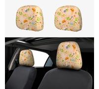 Pevtufa Scandinavian Style Hygge Pattern Print 2 Piece Car Head Rest Covers Set Auto Front/Rear Seats Headrest Cover Universal Fit Most Cars,Sedan, SUV
