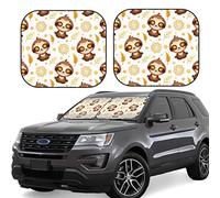 Pevtufa Sloth Yoga Pattern 2-Piece Foldable Car Front Windshield Sunshade