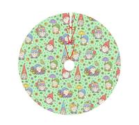 Pevtufa Spring Gnomes Print Christmas Tree Skirt Christmas Xmas Tree Skirts Mat for New Year Holiday Christmas Party Decorations-30
