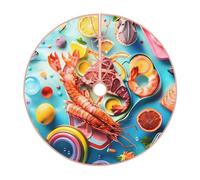 Pevtufa Surreal Seafood Extravaganza Print Christmas Tree Skirt Christmas Xmas Tree Skirts Mat for New Year Holiday Christmas Party Decorations-48