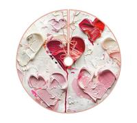 Pevtufa Textured Heart Abstract Art Print Christmas Tree Skirt Christmas Xmas Tree Skirts Mat for New Year Holiday Christmas Party Decorations-30