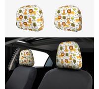 Pevtufa Tiger Lion Pattern Print 2 Piece Car Head Rest Covers Set Auto Front/Rear Seats Headrest Cover Universal Fit Most Cars,Sedan, SUV