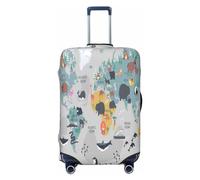 Pevtufa Tigers Go In For Sports Luggage Cover,Washable Suitcase Covers Fashion Luggage Covers,Anti-Scratch Suitcase Protector Cover, The World Map With Cartoon Animals, Small, 1