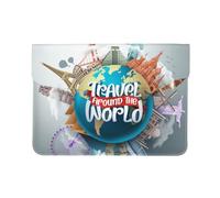 Pevtufa Travel Around The World Style Pu Leather Laptop Sleeve for 13 Inch Notebook,Travelling Notebook Bag Case