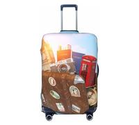 Pevtufa Trip To London Luggage Cover,Washable Suitcase Covers Fashion Luggage Covers,Anti-Scratch Suitcase Protector Cover, Black, Large, 1
