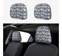 Pevtufa Tropical Sloth Pattern Print 2 Piece Car Head Rest Covers Set Auto Front/Rear Seats Headrest Cover Universal Fit Most Cars,Sedan, SUV
