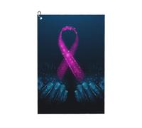 Pevtufa Two Human Hands are Holds Ribbon Awareness Pattern Golf Towel (24" X 16") with Carabiner Clip - The Convenient Golf Cleaning Towel