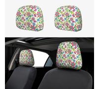 Pevtufa Vector Mexican Otomi Style Bright Pattern Print 2 Piece Car Head Rest Covers Set Auto Front/Rear Seats Headrest Cover Universal Fit Most Cars,Sedan, SUV