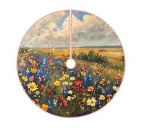 Pevtufa Vibrant Wildflower Meadow Print Christmas Tree Skirt Christmas Xmas Tree Skirts Mat for New Year Holiday Christmas Party Decorations-36