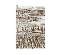 Pevtufa Vineyard Landscape 1 Pattern Golf Towel (24" X 16") with Carabiner Clip - The Convenient Golf Cleaning Towel