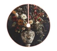 Pevtufa Vintage Floral Vase A Print Christmas Tree Skirt Christmas Xmas Tree Skirts Mat for New Year Holiday Christmas Party Decorations-48