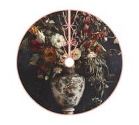 Pevtufa Vintage Floral Vase A Print Christmas Tree Skirt Christmas Xmas Tree Skirts Mat for New Year Holiday Christmas Party Decorations-36