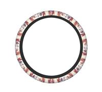 Pevtufa White Red Cat Couple Print Steering Wheel Cover Universal 15 Inch Car Auto SUV Accessories Interior Anti Slip Protector