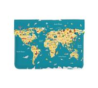 Pevtufa World Map with Landmarks Style Pu Leather Laptop Sleeve for 13 Inch Notebook,Travelling Notebook Bag Case